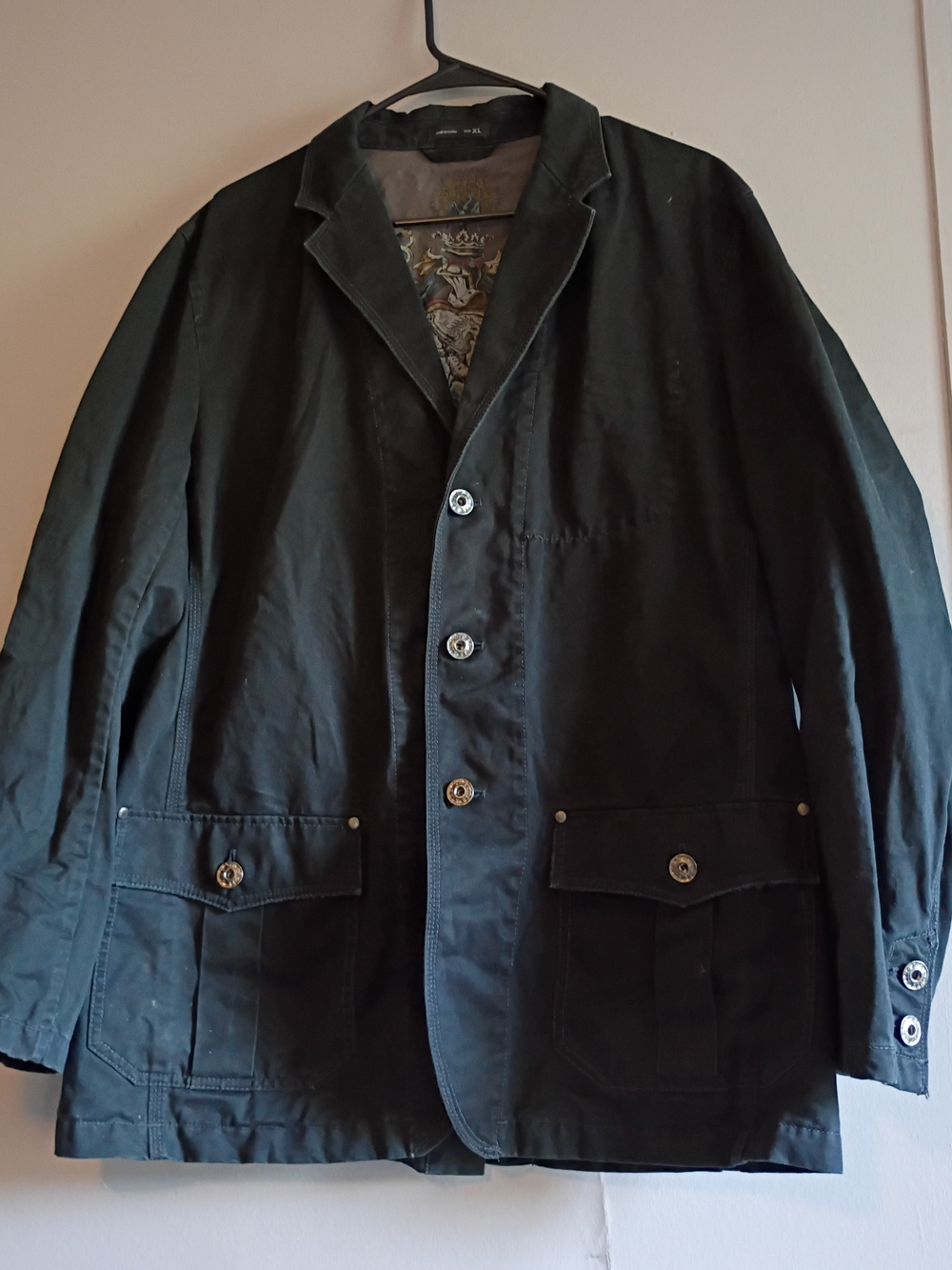Men's Black Express Blazer Style Denim Jacket with Button Front